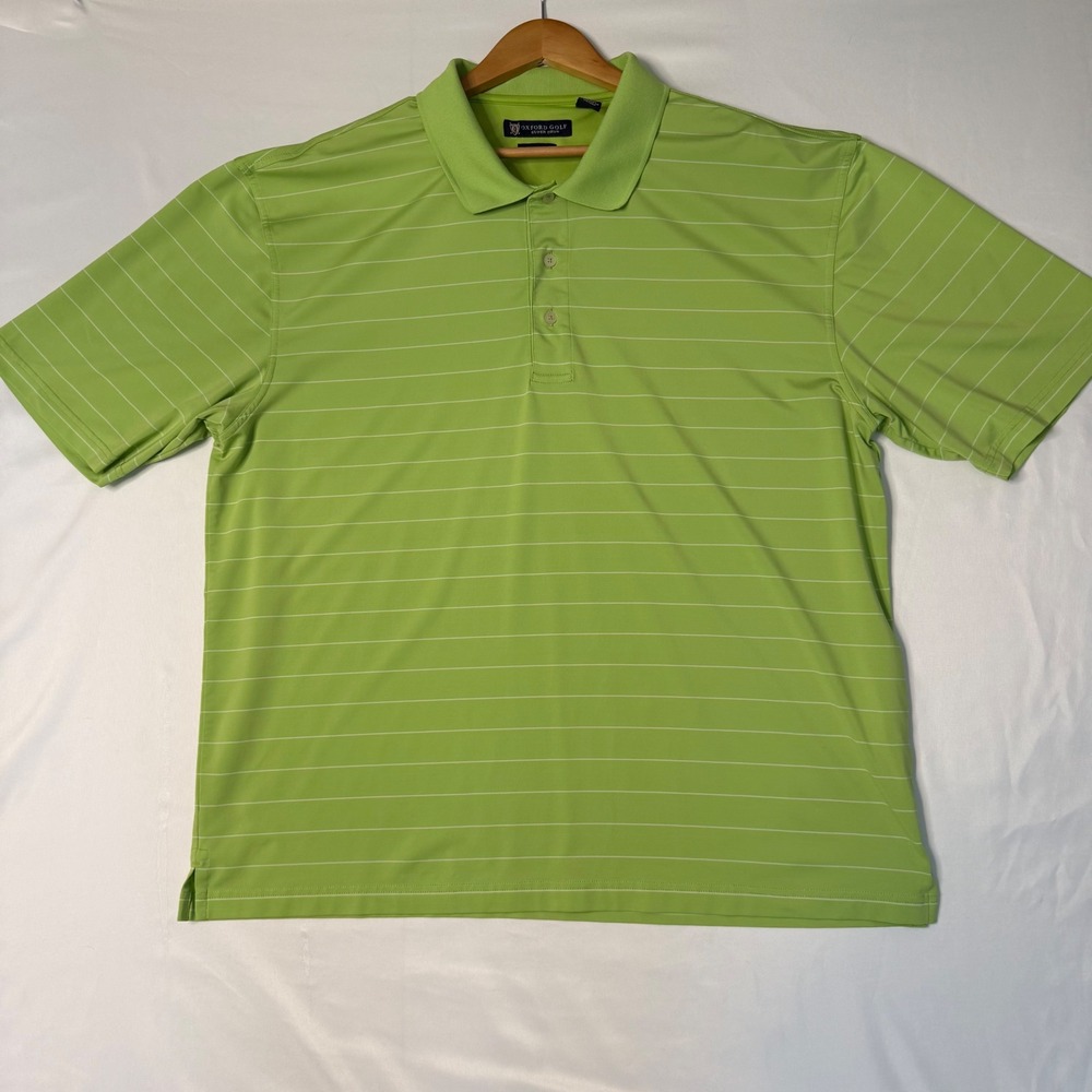 Oxford Golf Men's XXL Green Stripe CoolMax Country Club Performance retro Polo